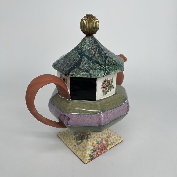 MacKenzie Childs Torquay Coffee Tea Pot Lid Kelp Urchin - Picture 7 of 16